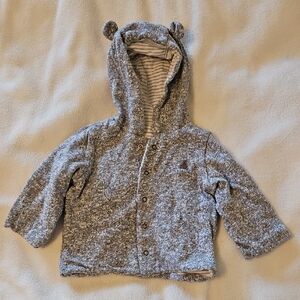 Baby Gap Reversible Cozy Gray Baby Hoodie with Bear Ears